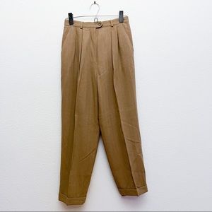 Vintage Lauren Ralph Lauren Tan Wool Blend High Waisted Tapered Trouser Pants